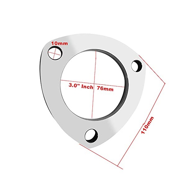 Kashaipu Exhaust 3" Exhaust Collector Flange 3-Bolts Triangular Manifold Muffler