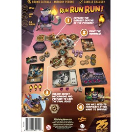 Run Run Run, Cooperative Board Game with Cat Adventurers in a Pyramid, 1 to 4 Players - 25th Century Games