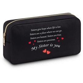 Sister Gifts from Sisters Cosmetic Bag Positive Affirmation Gifts for Sister Women Motivation Quotes Sister Gift Makeup Pouch Gifts for Sister Inspirational Sister Gifts for Friends