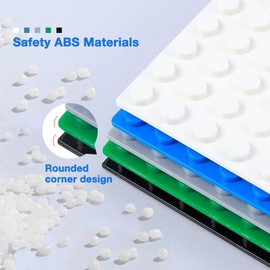 MANNIDOO Peel-and-Stick Baseplates, 10 Packs 10" x 10“ Classic Adhesive Building Base Plates for Activity Tables Tops and Walls - Compatible with All Major Brands - Grey/Green/White/Black/Blue