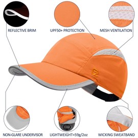 GADIEMKENSD Women's Unstructured Hats Reflective Brim UPF 50+ Outdoor Caps for Women, Women, orange