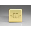 Varilight XV2D Rocker Switches Chrome 2 Gang Victorian Brass