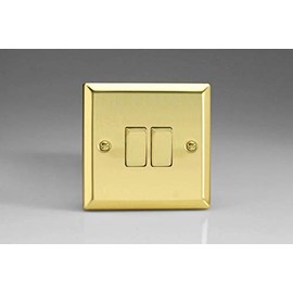 Varilight XV2D Rocker Switches Chrome 2 Gang Victorian Brass