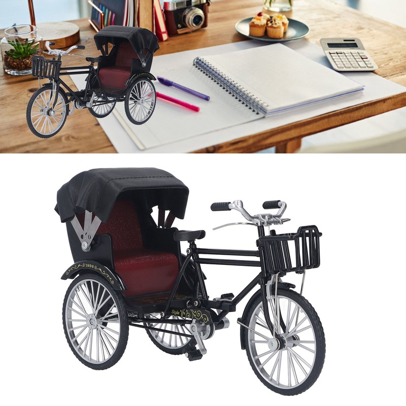 Rickshaw Model Retro Design Decorative Interesting Alloy 3 Wheel Rickshaw