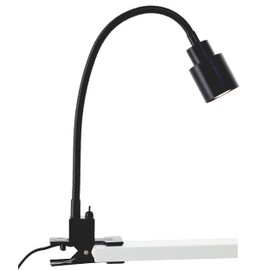 Lightbox Clamp Lamp in Black - Includes LED - GU10-300lm - 3000K - Flexible Desk Lamp with Rocker Switch - 37 x 27 cm - for Office - Metal / Plastic - Nickel / Chrome