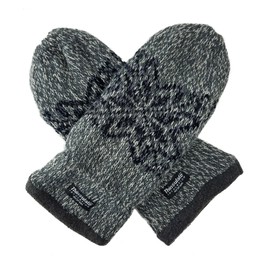 BRUCERIVER Mens Snowflake Knit Mittens with Warm Thinsulate Fleece Lining Size S/M (Grey)