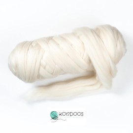 Kondoos Natural Wool Bulk roving, 4 lb. Best Wool for Spinning, arm Knitting, Felting, Chunky Blankets and Tapestry. Natural Colors, un-Dyed. (Ecru, 4 lb)