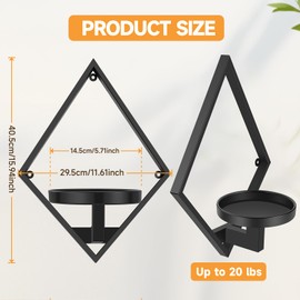 Sbosbo Wall Plant Holder, 2 Pack Metal Floating Shelves Indoor, Window Sill Plant Shelf for Bedroom Bathroom Living Room Home Office