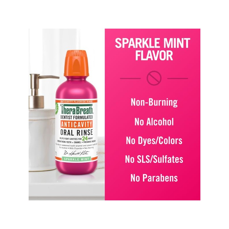 TheraBreath TheraBreath Anticavity Fluoride Mouthwash, Sparkle Mint, Dentist Formulated, 1