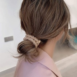 CAKURE Rhinestone Hair Ties White Elastic Hair Bands Crystal Ponytail Holder Strechy Hair Accessories for Women and Girls (Pack of 3)