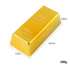 CHUANGOU Pack of 2 Plastic Gold Bars, Decorative Gold Bars, for Decorative Object, Office, Living Room, Table Decoration (L)