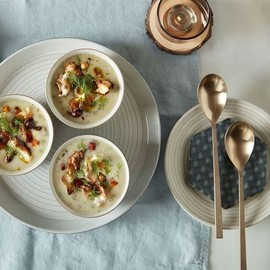 Denby Cutlery Korean Tableware 2-Person 6-Piece Set (Linear Matte Silver / Spice Glossy Silver).. / 덴비 커트러리 한식기 2인 세트6P (리니어 무광 실버 스파이스 유광 실버)..