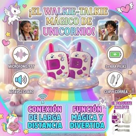 Walkie Talkies para Niñas, Set de 2 Juguetes de Unicornio con Cordón, Rango de 300 Metros sin Interferencias, Juegos de Aventura al Aire Libre para Ed