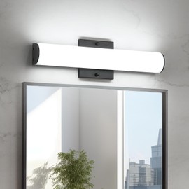 BICRINK Matte Black Vanity Light Bar 16" Dimmable 15W 5500K Modern Bathroom Light Fixtures Over Mirror LED Matte Black Vanity Lights for Bathroom, Black Bathroom Light Bar Bathroom Wall Light Fixtures