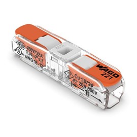Wago | Conector De Empalme Eléctrico De Palanca In Line, 60 Piezas, 1 Polo, Calibre 0.2–4Mm², 221-2401