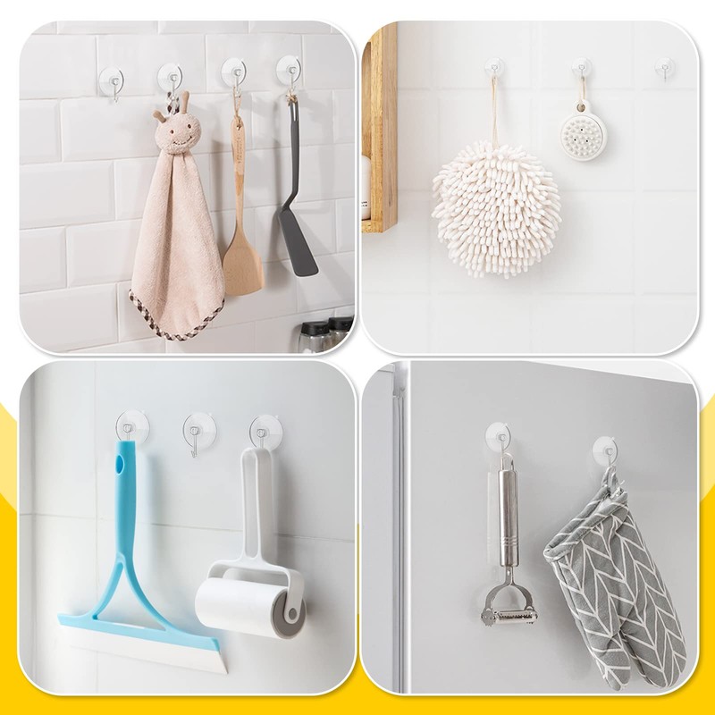 Hangerspace Suction Cup Hooks, Upgrade 2.5 Inches Clear PVC Suction