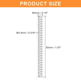 QUARKZMAN Pack of 5 Compression Springs, 0.4 x 4 x 50 mm, Compression Springs, Spring Springs, Coil Springs, Steel Springs, 304 Stainless Steel, Silver