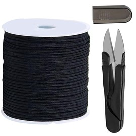 1.5mm Black Nylon Cord for Bracelets, QBJAYTY 60 Yards Black Nylon String Thread for Bracelets Necklaces Pendants Making, Black String Cord for Blinds, Wind Chimes, DIY Craft (1.5mm Black)