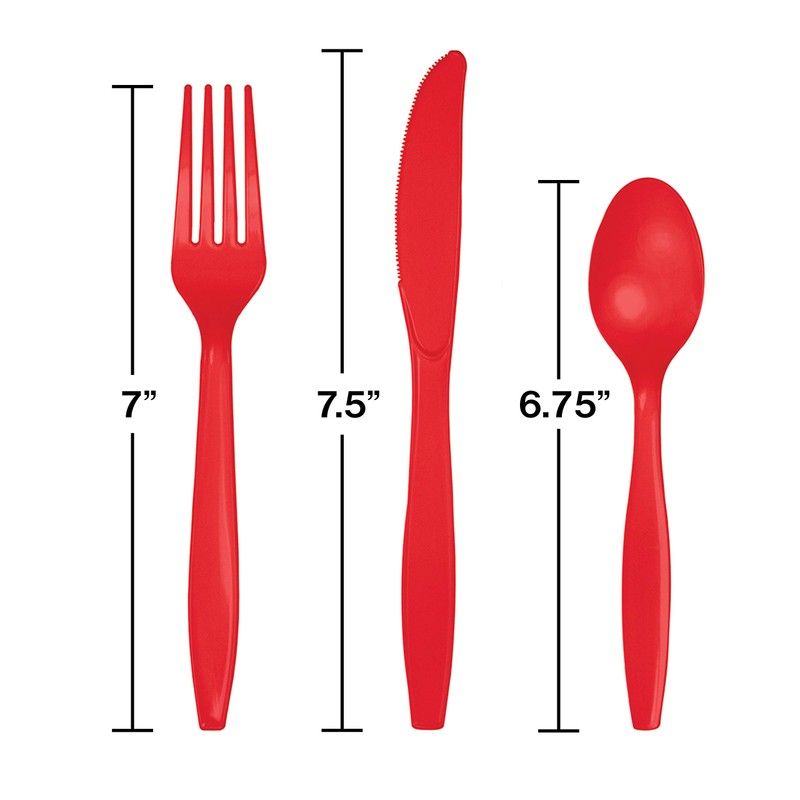 Creative Converting Assortment Plastic Cutlery, No Size, Classic Red