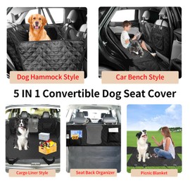 Bark Lover Dog Car Seat Cover for Back Seat Car Hammock, Waterproof Backseat Protector for Dogs, Mesh Window and Multiple Pockets - Fits Cars, SUVs, and Trucks