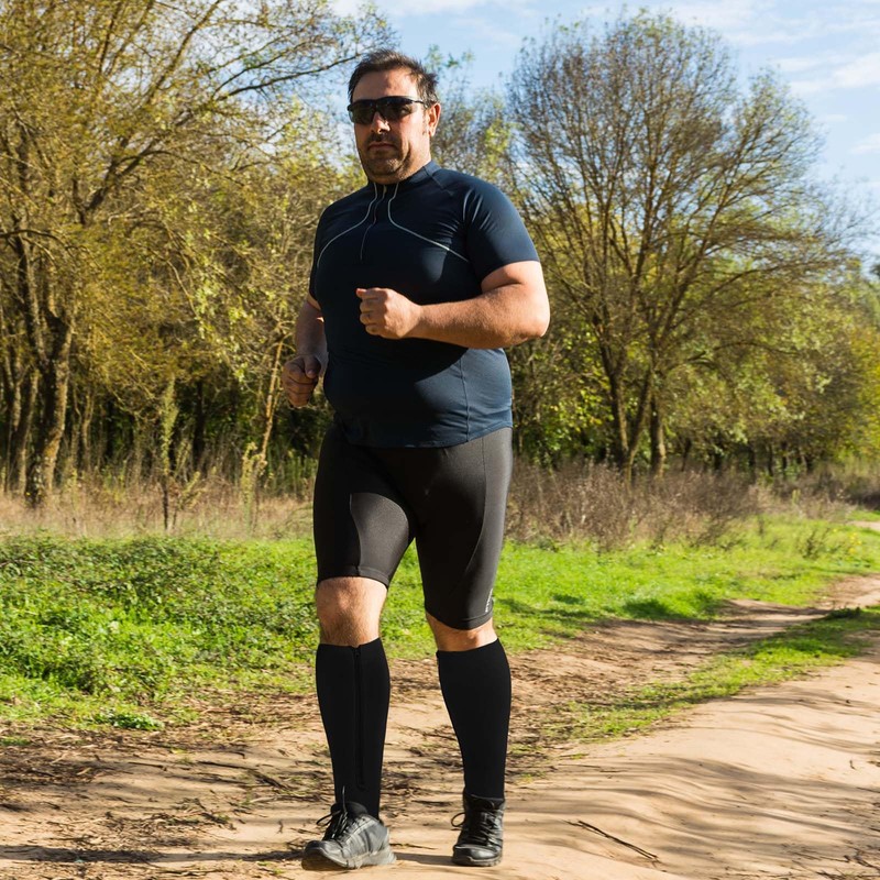 PUTUO Plus Size Compression Socks: Wide Calf Zip Flight Sock