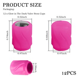 12PCS Luminous Glow in The Dark Valve Stem Caps with American Flag,Tire Valve Caps Light Up The Night,Universal Fluorescent Valve Stem Caps Enhance Safety Car Accessories (Pink/Black Flag)