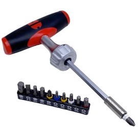 Würth Zebra 061363040 T-Handle Ratchet Screwdriver 1/4 Inch 40 NM with Bits 12 Pieces TX PH Slotted Phillips Screwdriver with Ratchet Function