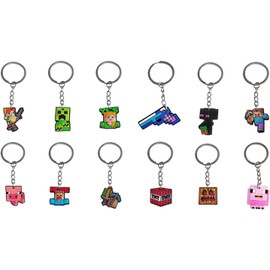 Augweyang 24Pcs Key rings for Kids Cute Anime Key chains for Birthday Party Favors Bag Fillers School Classroom Reward ID Backpack Decor Supplies