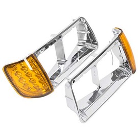 3 Wires Pair Of Headlight Bezel W/Led Compatible With 1989-2002 Freightliner Fld Turn Signal Light LH RH Replacement For A06-20738-000