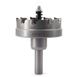 Hole Saw TCT JESTUOUS 2-1/8 Inch Cutting Diameter 3/16 Cutter Depth 3/8 Shank Dia Carbide Tipped Tooth Round Drill Bit Kit Cutter for Stainless Steel Metal Wood