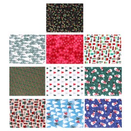 EXCEART 10 Sheets Christmas Quilting Squares Bundles Quilting Fabric Squares Fat Quarters Precut Sewing Fabric Patchwork Cotton Material Craft Diy Printed Cotton Fabric