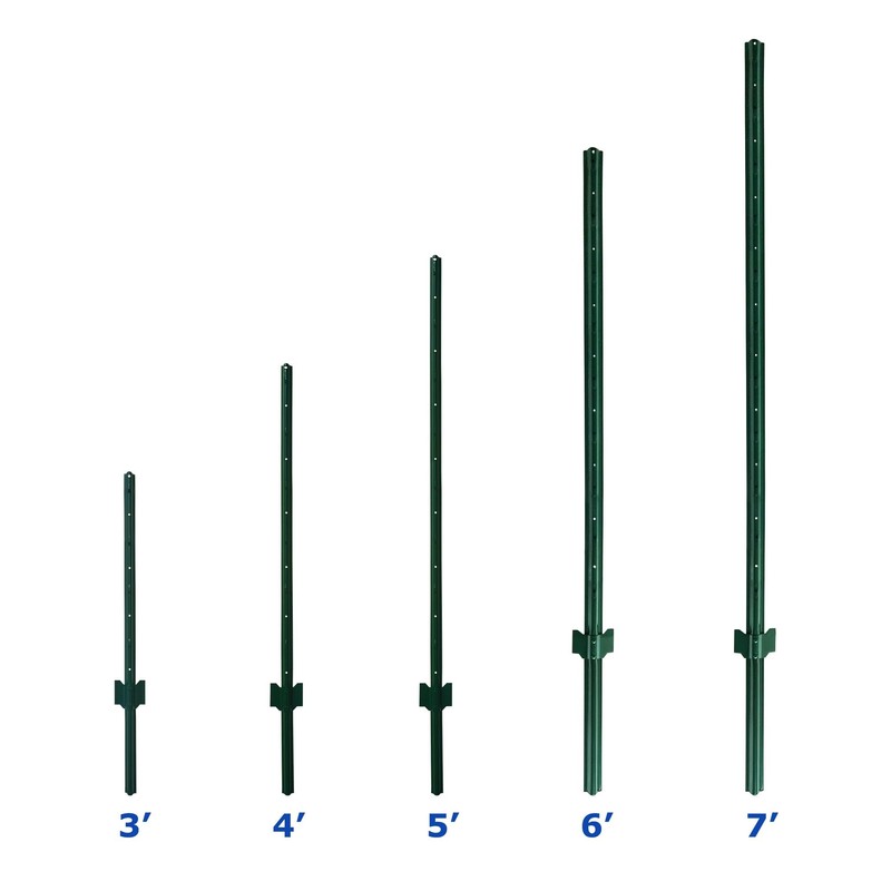 Metal Fence Post Green 4 Feet, Pack of 10, for