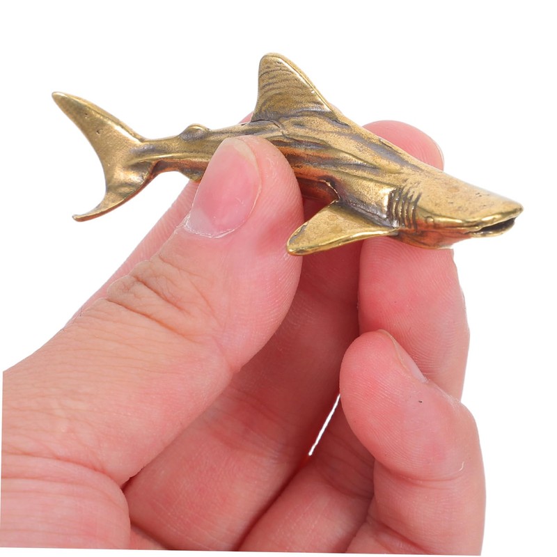 Zerodeko Brass Shark Decor Creative Indoor Tabletop Ornament Unique Shark