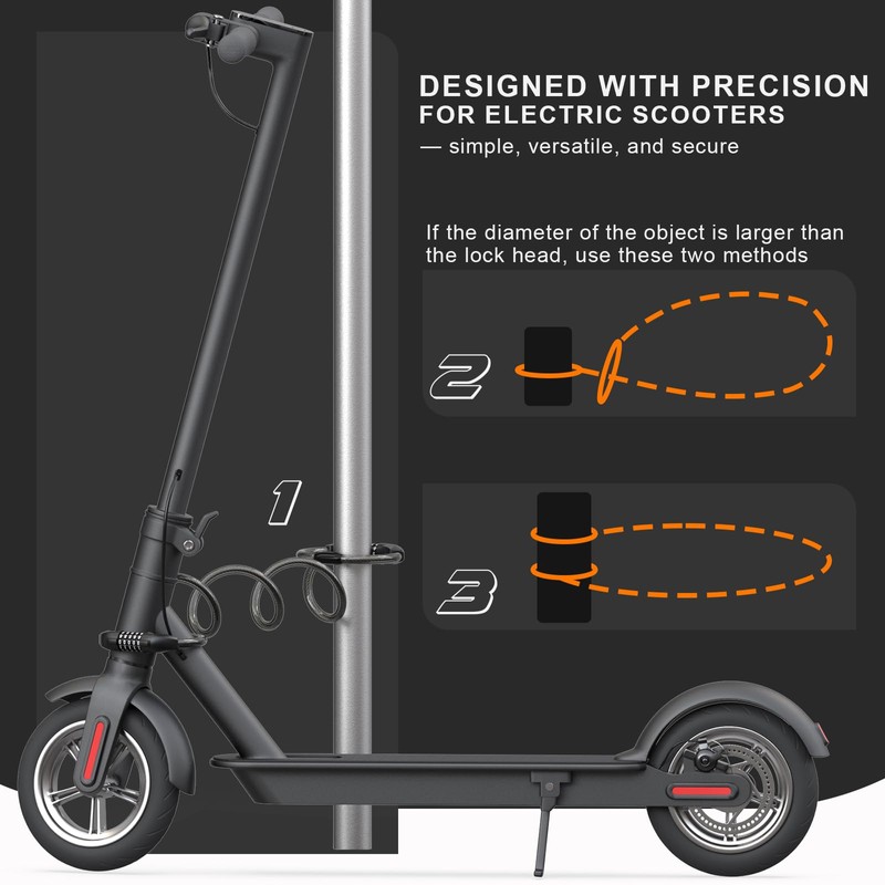 NextSeal Electric Scooter Lock, Bike Lock with 5-Digit Combination, 12MM