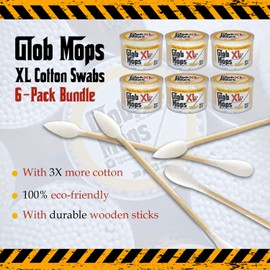 Glob Mops XL Cotton Swabs 6-Pack Bundle | Extra Absorbent | Eco-Friendly | 1800 Total Mops