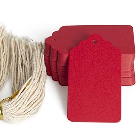 100 etiquetas de regalo colgantes de papel rojo, etiquetas en blanco con cuerda para manualidades y regalos caseros