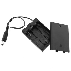 RLECS Soporte de batería AA negro de 3 x 1,5 V, 4,5 V, caja de batería AA con conector macho CC de 5,5 x 2,1 mm, soporte de batería, caja de batería con cable de encendido/apagado interruptor con cubierta