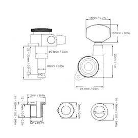String Tuning Key, Locking Guitar Tuners Black Professional Vintage for Electric or Acoustic Guitars(Set of six left buttons)