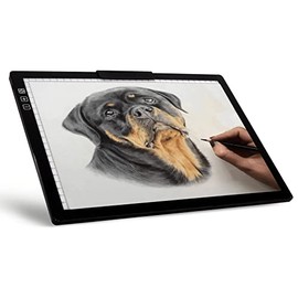 Wireless Rechargeable A4 LED Light Pad w/ Built-in Riser Stands, 6 Levels of Brightness, Evenly Illuminated Light Box for Tracing and Weeding Vinyl, Slim and Lightweight Diamond Painting Light Board