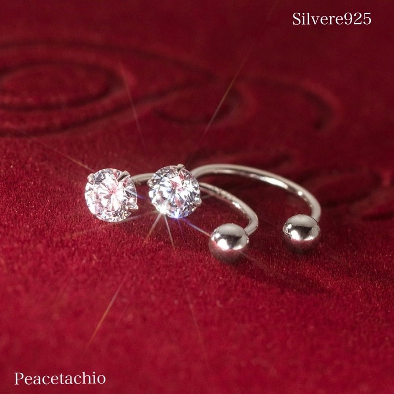 Silver 925 Earrings, 925 Silver, Screws, U-Shaped, Non-Scratch, CZ Diamond,