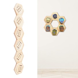 BJTDLLX Medal Stands, 6pc Medal Display Hanger Rack Wooden Decoration Hexagon Honeycomb Medal Storage Case for Sports Medals, Track & Field, Military, Spartan, Races, Running, Marathons