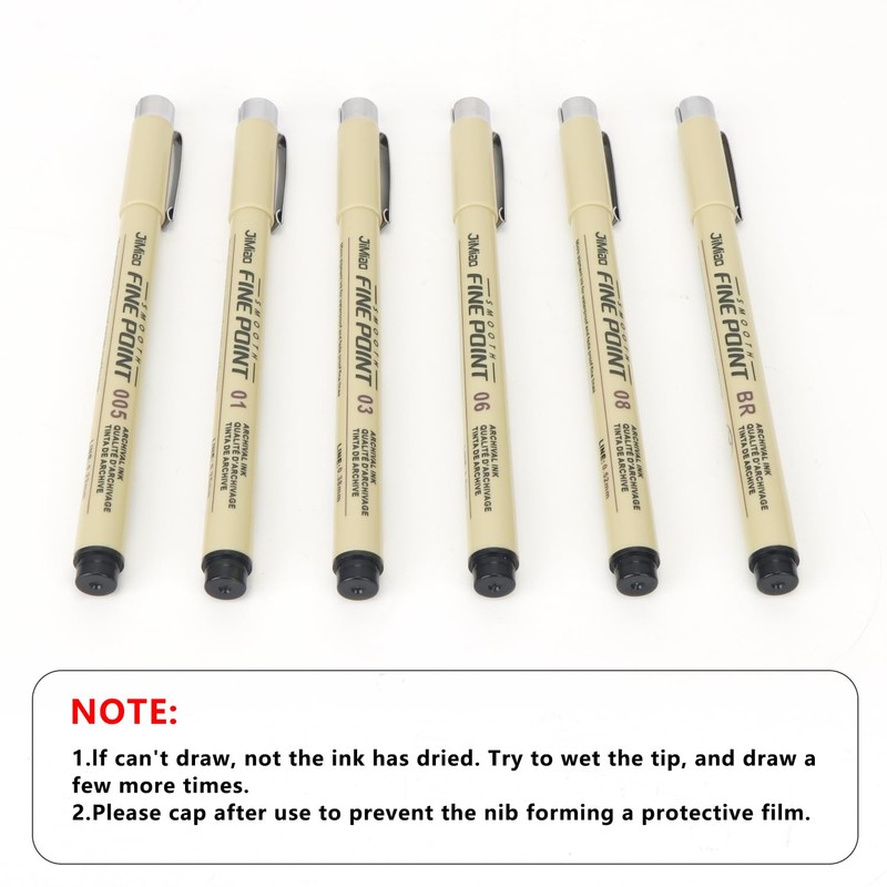 MOTIBACK 6 PCS Fineliner Drawing Pens Set – Black Fine