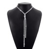 Rhinestone Y Lariat Long Necklace，Silver Gold Crystal Backdrop CZ Lariat