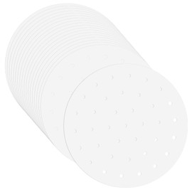 Dimeho Bamboo Steamer Liner, 500 Pcs 10 Inch Air Fryer Liners with Holes Round Dumpling Paper White Anti-Stick Parchment Paper for Streamer Pans Baking