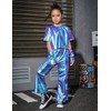 Blue Metallic Pants Girls Sparkly Party Shiny Rave Blue Bell