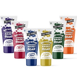 Tub Works® Bathtub Finger Paint Soap, Shimmer Colors 6 Pack | Non-Toxic | Washable Bathtub Paint for Finger Painting on Tub Walls | Ideal Toddler Bath Toys for Bath Art | Bath Paint for Kids Bath