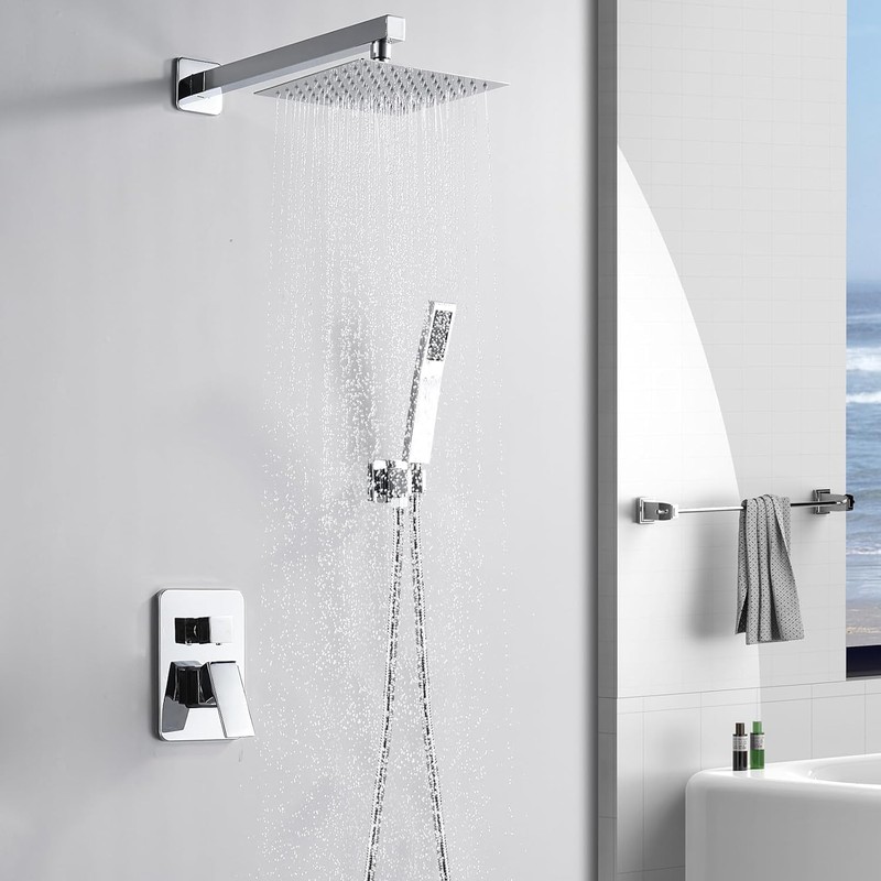 RTOBWEYE 10 Inch Shower Faucet Set, Wall-Mounted Rainfall Shower System