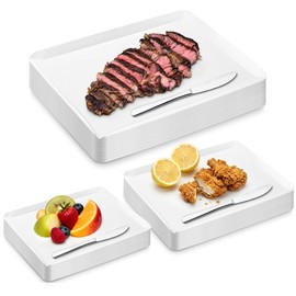 Hushee 120 Count 3 Size Disposable Cutting Board Sheets Bulk Flexible Plastic Cutting Mat 15" x 11", 13" x 10" and 11" x 9" Assorted Sizes Chopping Boards for Kitchen and Commercial Use