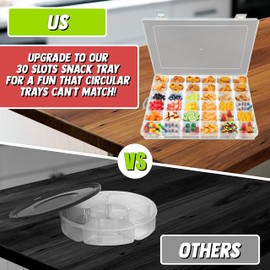 Skywin - Bandeja cuadrada para aperitivos divertidos y funcionales, ideal para viajar, fácil de usar y limpiar, fomenta una alimentación saludable (transparente) (36 ranuras)