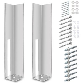 2 Pack Vinyl Fence Concrete/Vinyl Fence Brackets/Wood Post Mount Tower with Mounting Kit for 4"x4"24" Hot Dipped Galvanized Steel Fence Post Insert